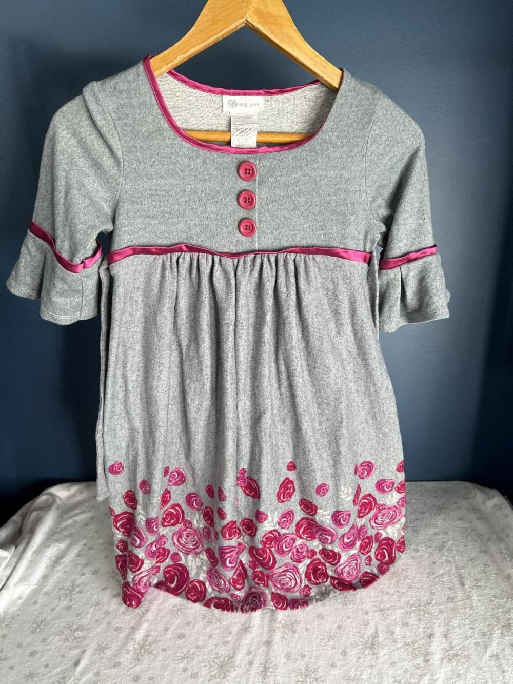Bonnie Jean Heather Gray Empire-Waist Dress Size 12